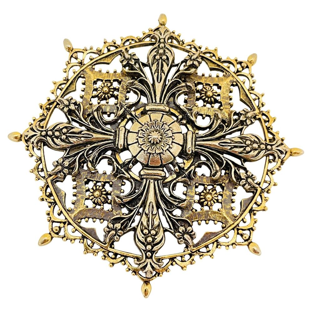 ART ARTHUR PEPPER signed vintage gold tone designer brooch
